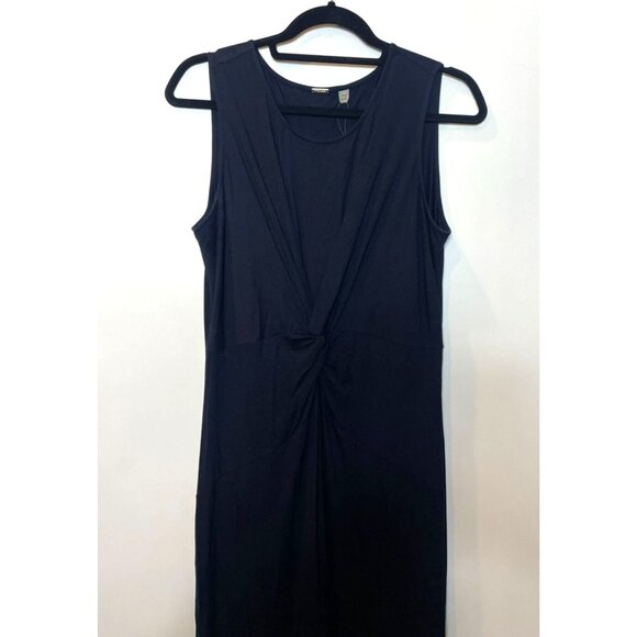 Tahari Navy Blue Sleeveless Maxi Dress With Front Knot Detail Size Medium - Picture 4 of 10